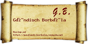Gündisch Borbála névjegykártya